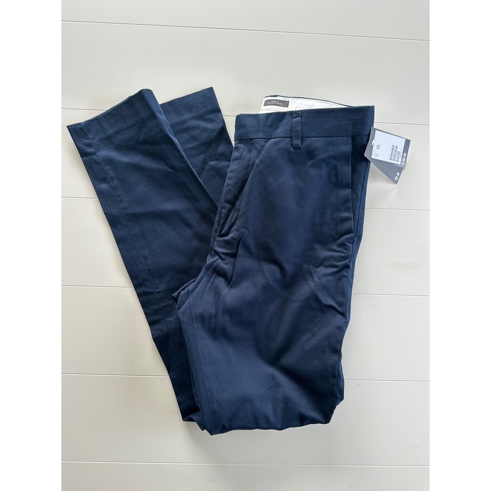 HM Mens Slim Fit Chino Pants Navy Blue Cotton Stretch Trousers 33R New